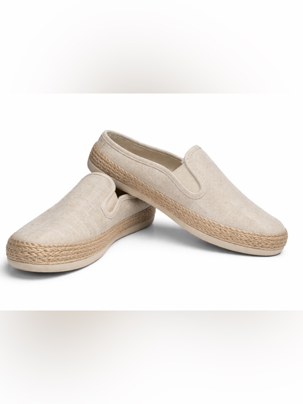 Esprit Beige Linen Canvas Espadrille Slip-On Mules Women’s Casual Flats Size 7
